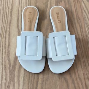 Schulz white buckle detail sandals